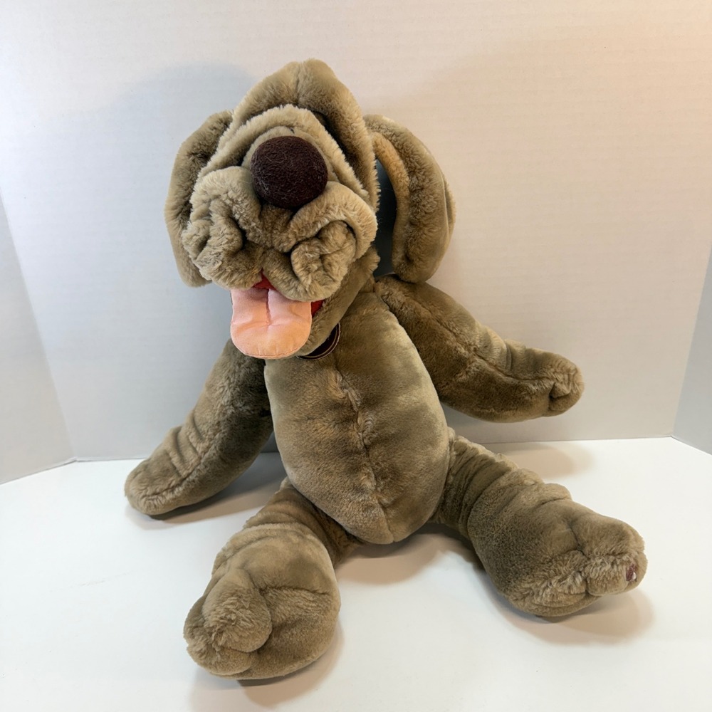 Ganzbros Wrinkles Dog Plush Puppet 16" Brown Vintage 1981 Bloodhound Hound READ
